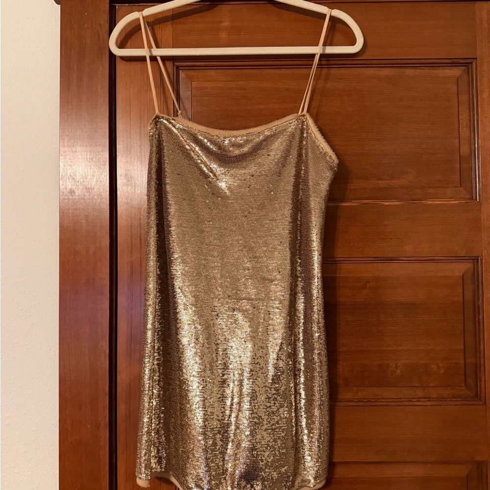 Free People Gold Sequin Mini Dress